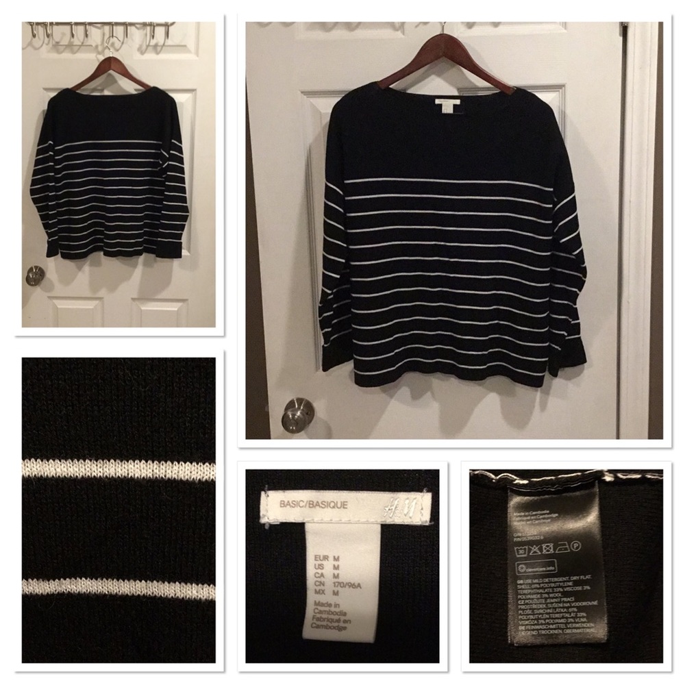 H&M Black and White Fine Knit Sweater Size M